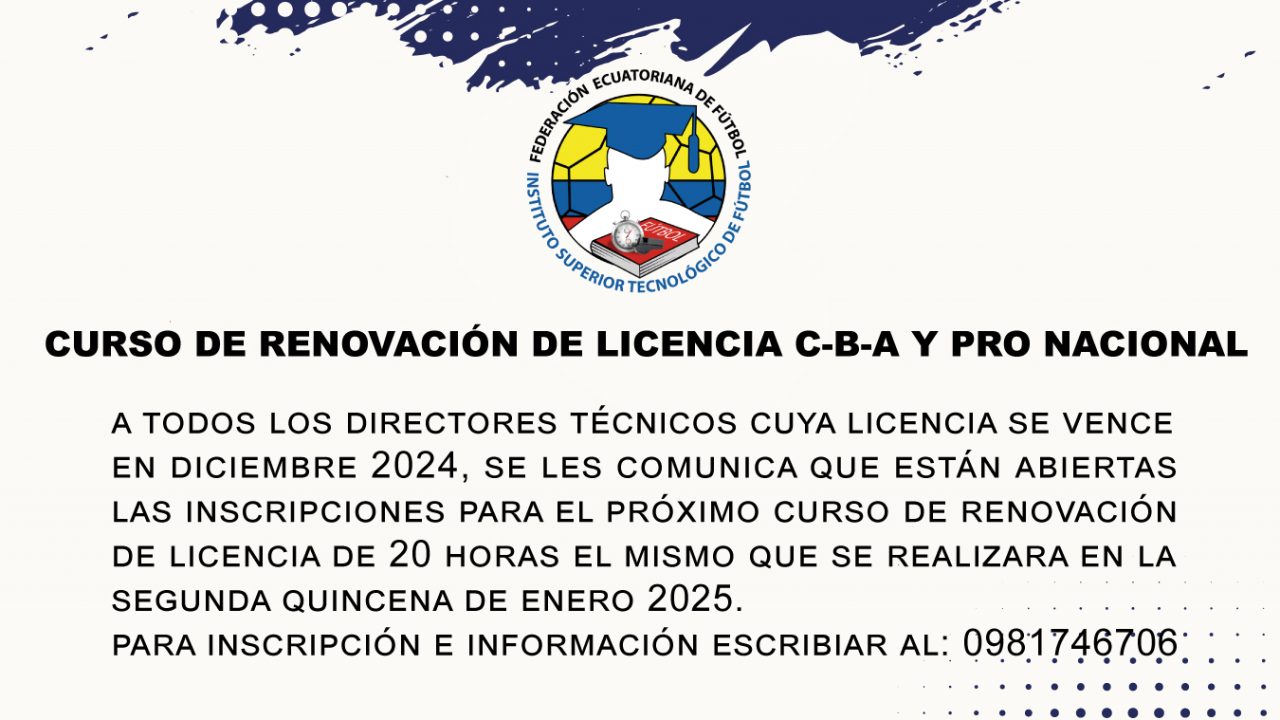 DIRIGIDO PARA GRADUADOS DEL INSTITUTO SUPERIOR TECNOLOGICO DE FUTBOL.